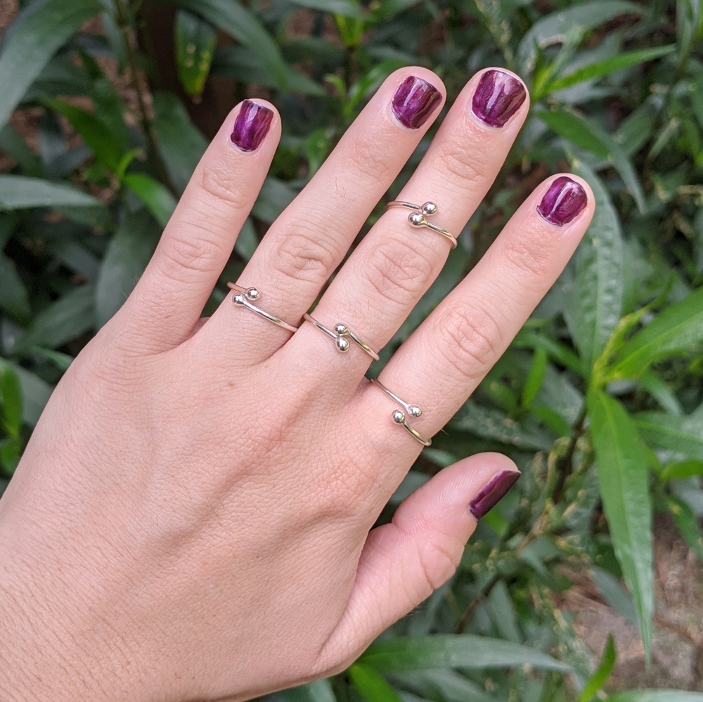 2 Mini Stackable Handmade Sterling Silver Bone Rings